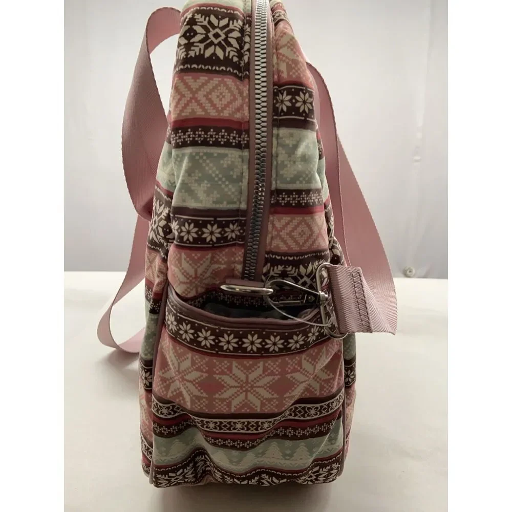 Isaac Mizrahi Tote-Duffle-Carryon-Baby-Overnight Bag-Crossb-Strap-Fair Isle-Gift